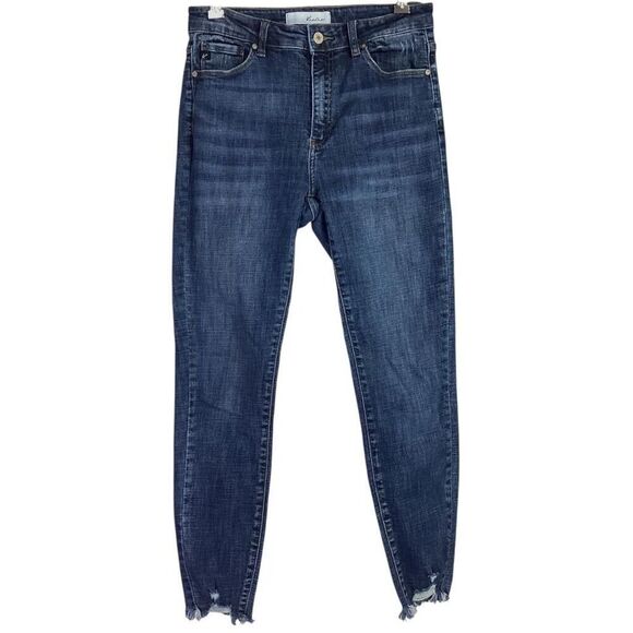 KanCan Skinny Jeans Women 9/28 Blue Alyssa Stretch Mid Rise Raw Hem Distressed - Picture 3 of 12